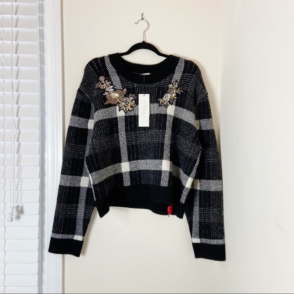 Veronica Beard Deana Plaid Sweater Nwt 